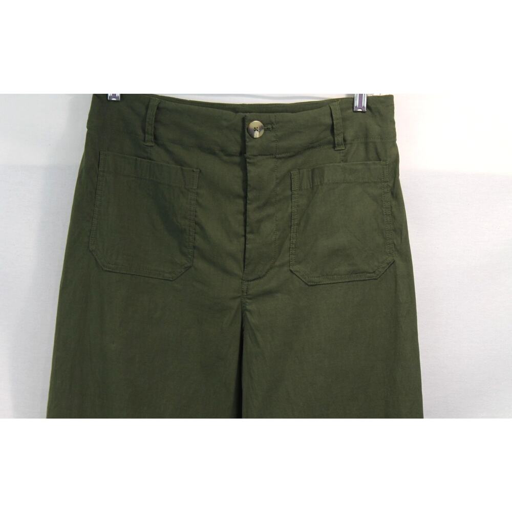 MAEVE The Colette Crop Wide Leg Pants Womens size 31 Olive Green Stretch Pockets - Picture 2 of 9
